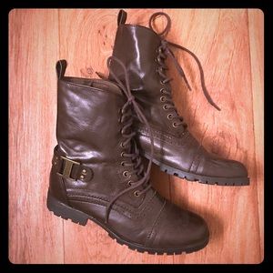 Dark brown lace up ankle boots